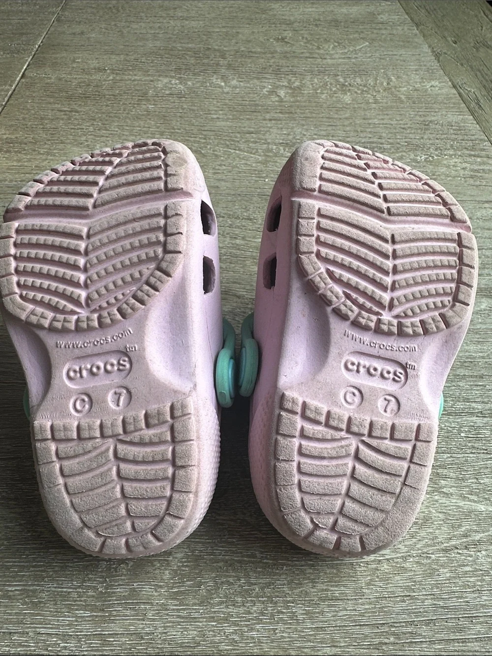 CROCS Kids Pink Unicorn Clogs with Mint Strap